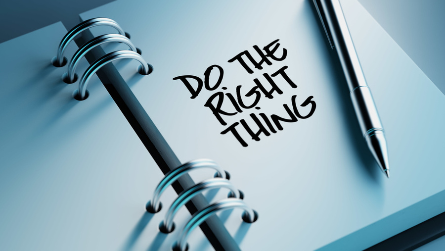 "Do the right thing" written in a notebook