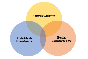 Venn Diagram: Affirm Culture, Establish Standards, Build Competency